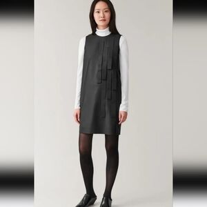 #104 COS Women's Sleeveless Black Wool Dress w/ Strap Detail Size 14